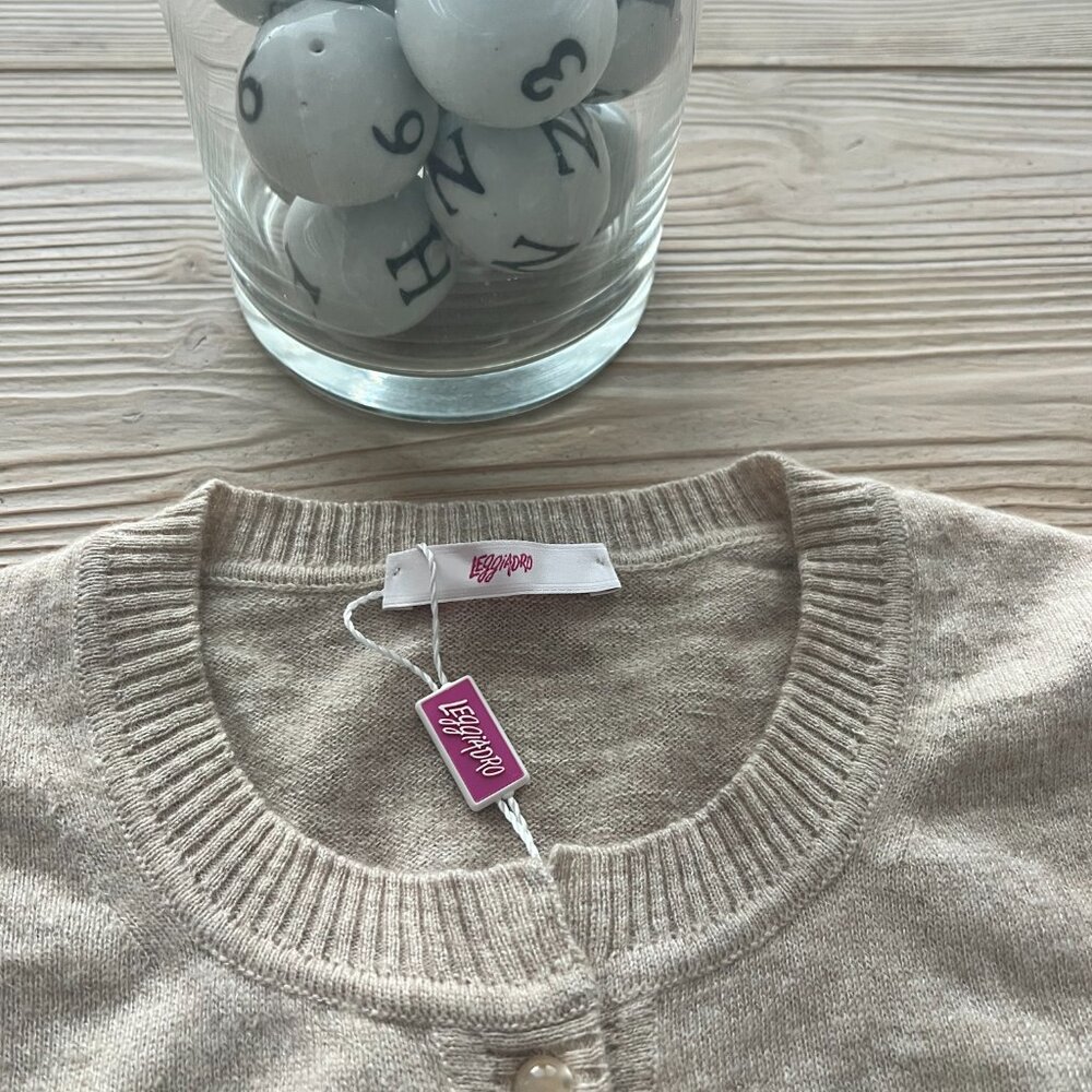 Leggiadro Cashmere Silk Linen Cardigan – Beige Melange (NWT, $995 Retail) | Size - Picture 2 of 6